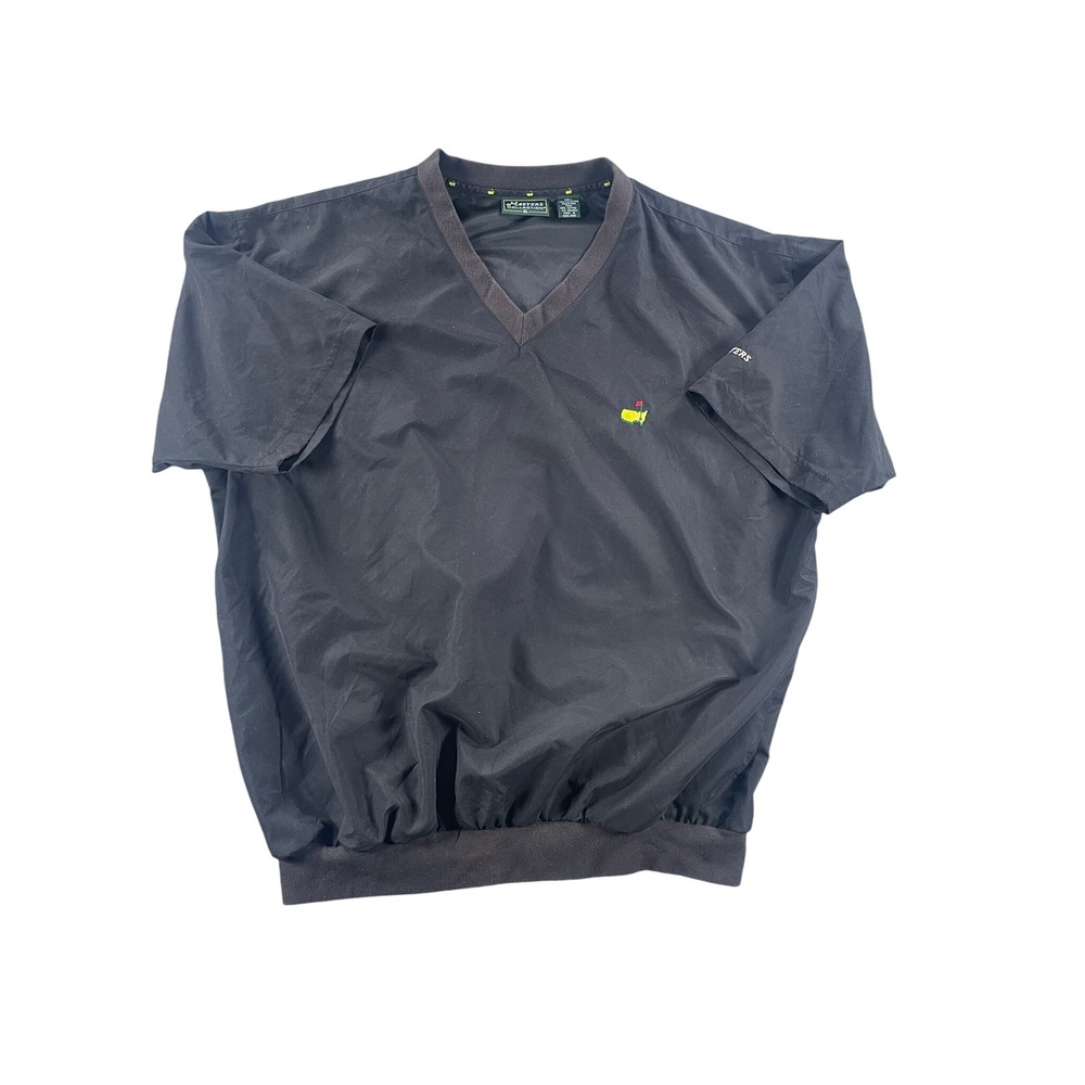 Masters Collection Golf Windbreaker Pullover Mens XL Black Short Sleeve V-Neck